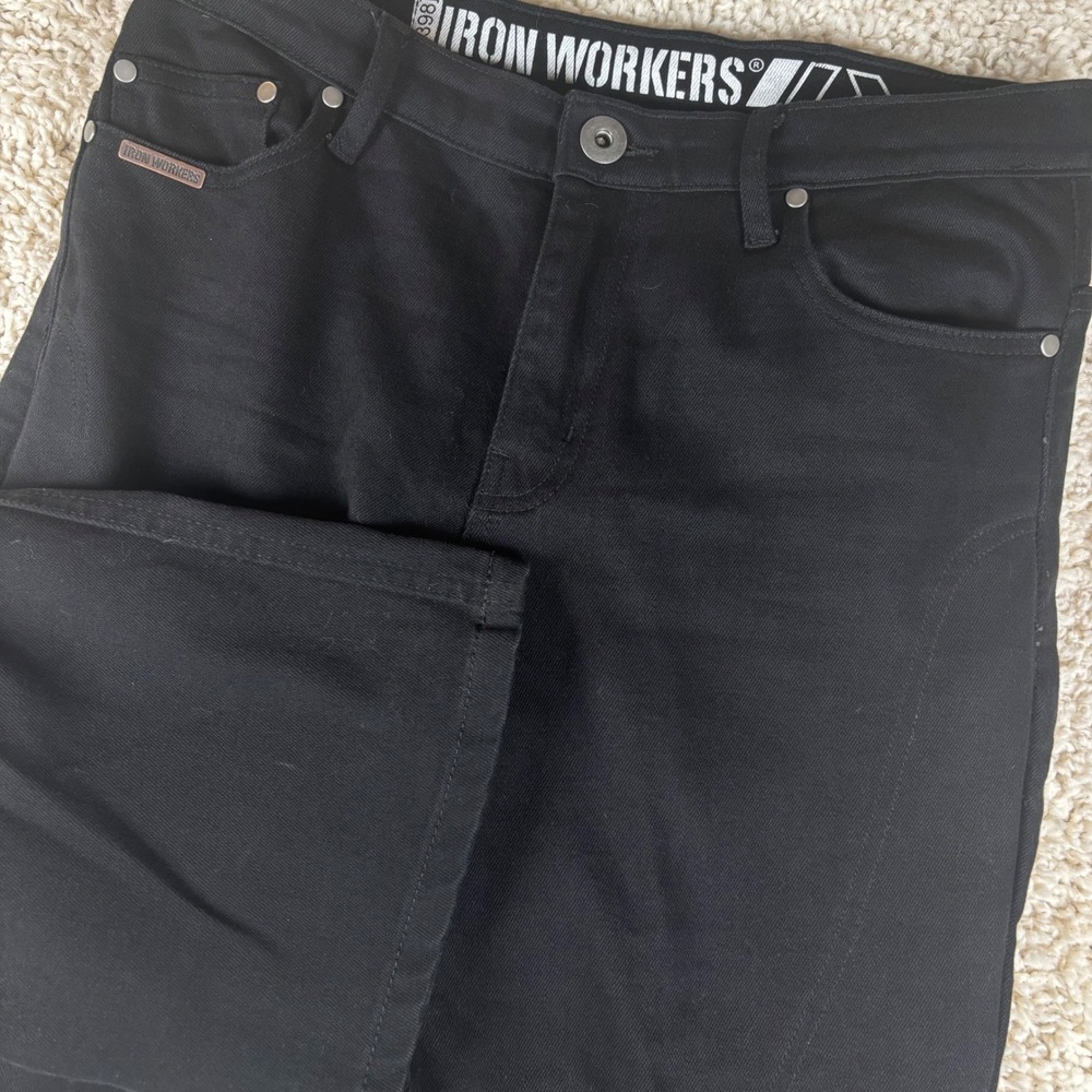 Iron Workers Women Motorcycle Riding Jeans Size 12 Black BLTIRN3-BZ Knee Armor